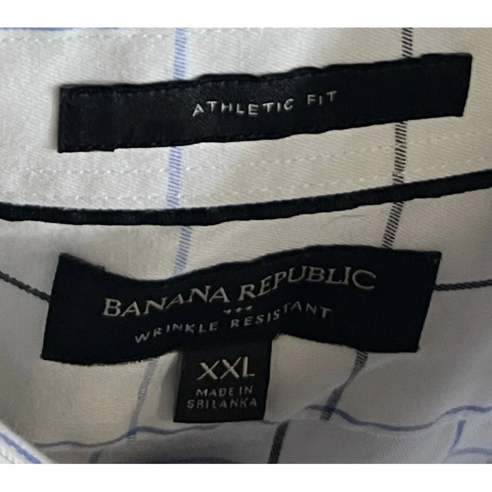 Banana Republic XXL Athletic Fit Wrinkle Resistant Plaid Dress Shirt Mens‎